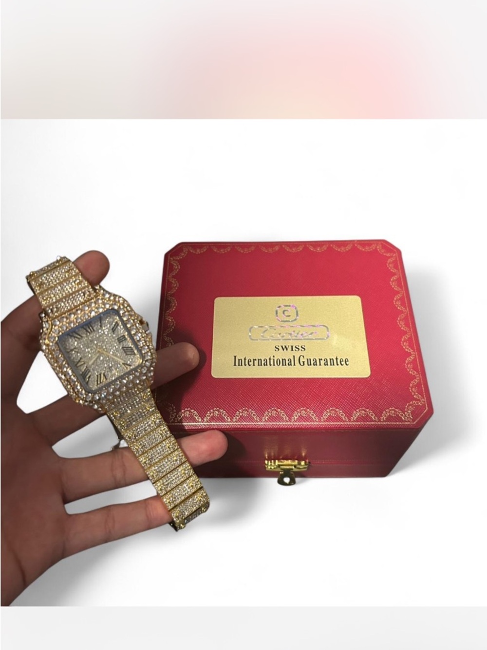 Iced Out Gold-toned Moissanite Bussdown Custom Watch